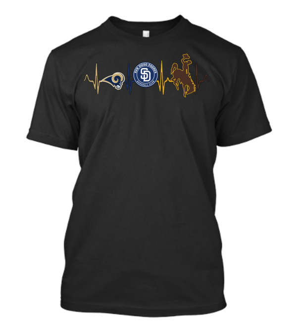 Rams Padres Cowboys Heartbeat Ekg T-Shirt