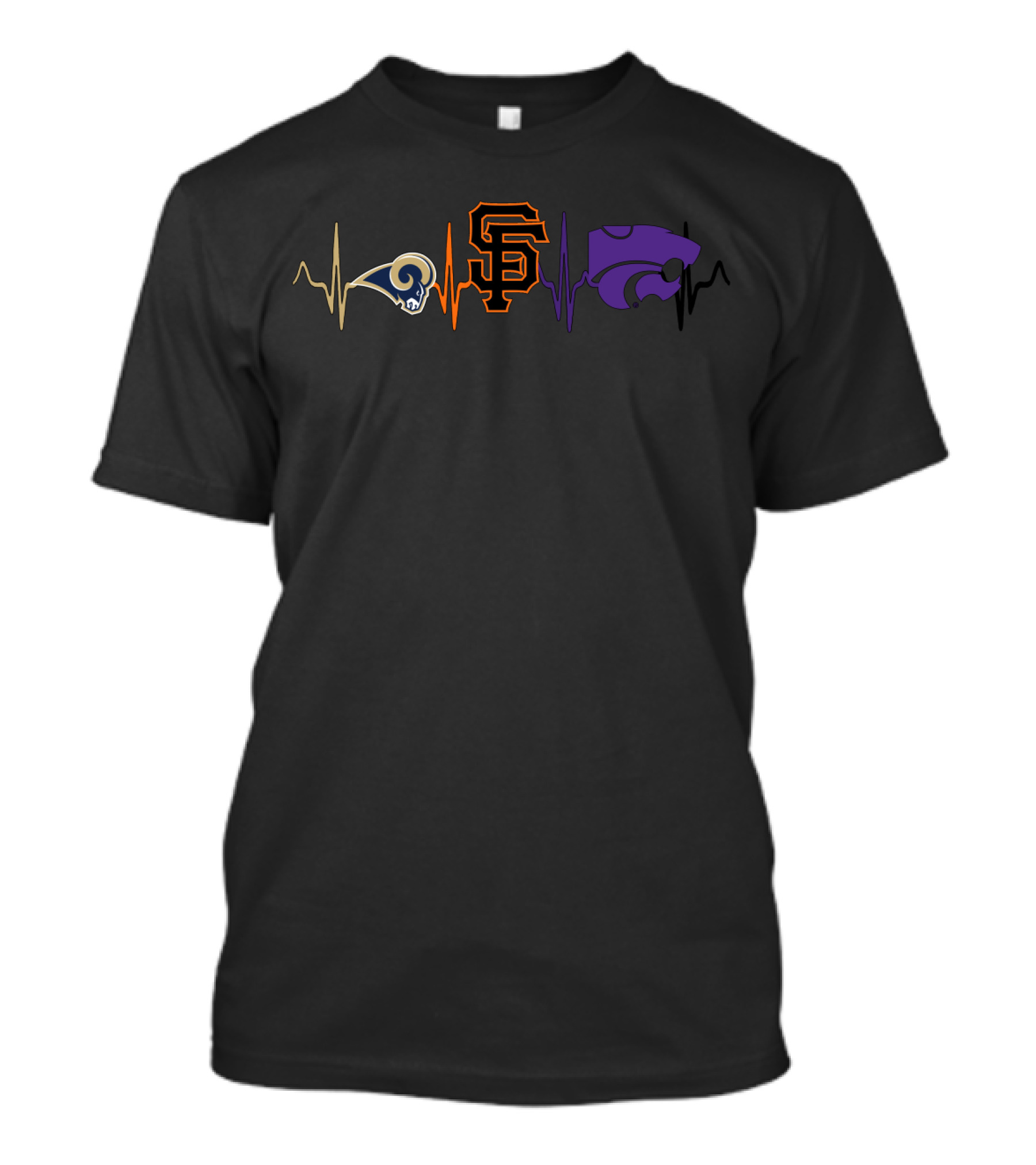 Rams Giants Ksu Wildcats Heartbeat T-Shirt