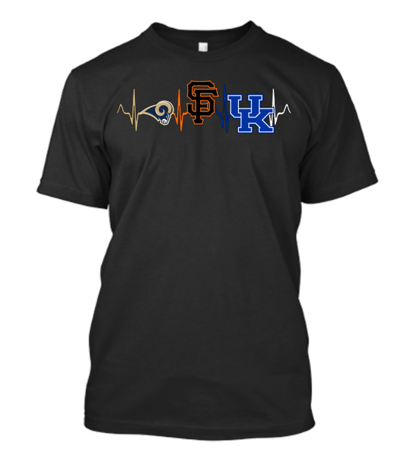 Rams Giants Kentucky Wildcats Heartbeat T-Shirt