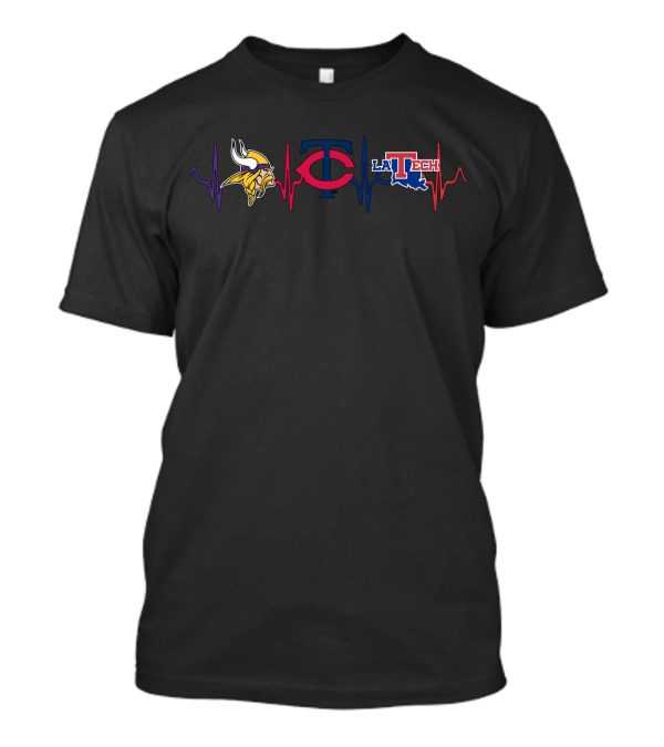 Vikings Twins Louisiana Tech Heartbeat T-Shirt