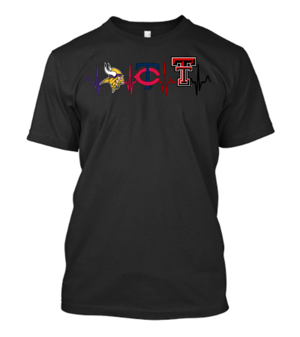 Vikings Twins Texas Tech Heartbeat T-Shirt