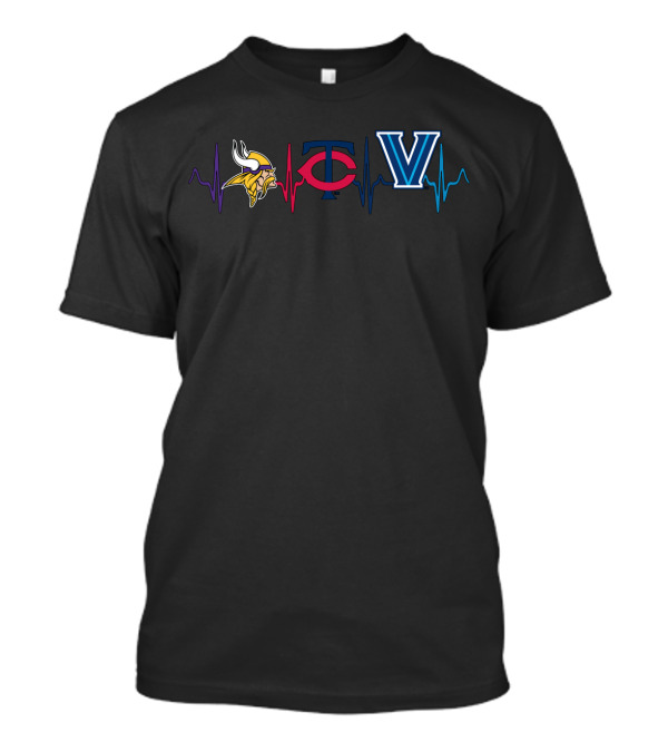 Vikings Twins Villanova Ekg Heartbeat T-Shirt