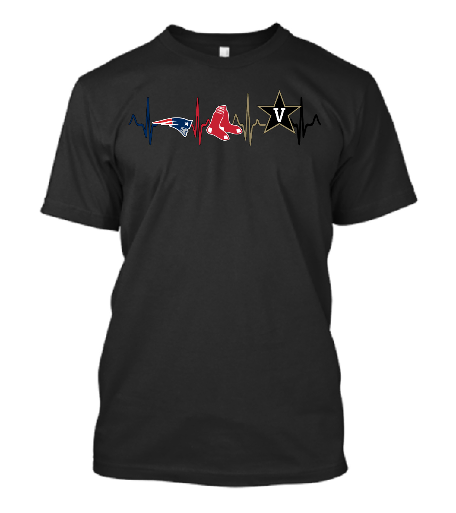 Patriots Red Sox Vanderbilt Heartbeat T-Shirt