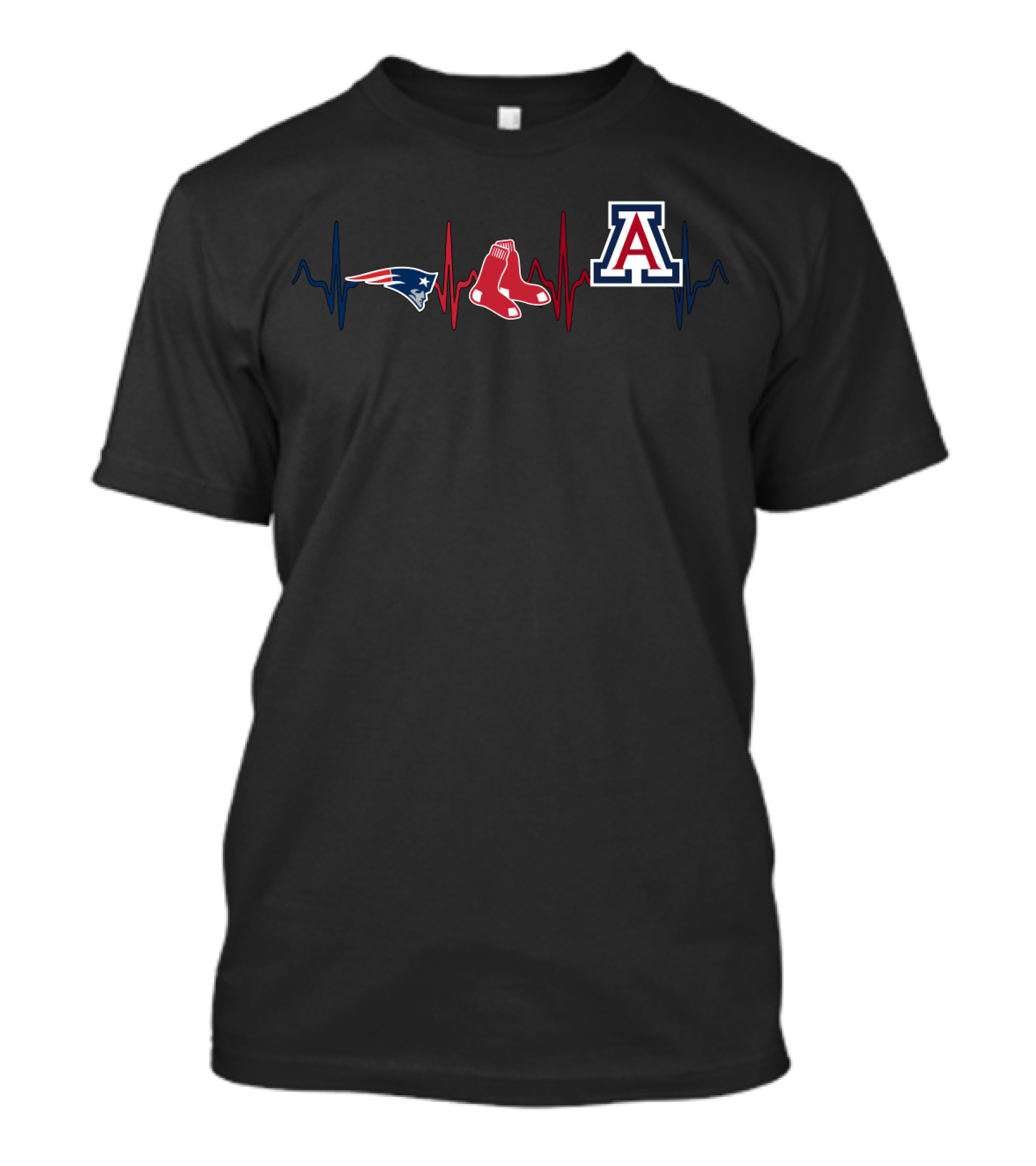 Patriots Red Sox Arizona Wildcats Pulse Heartbeat T-Shirt