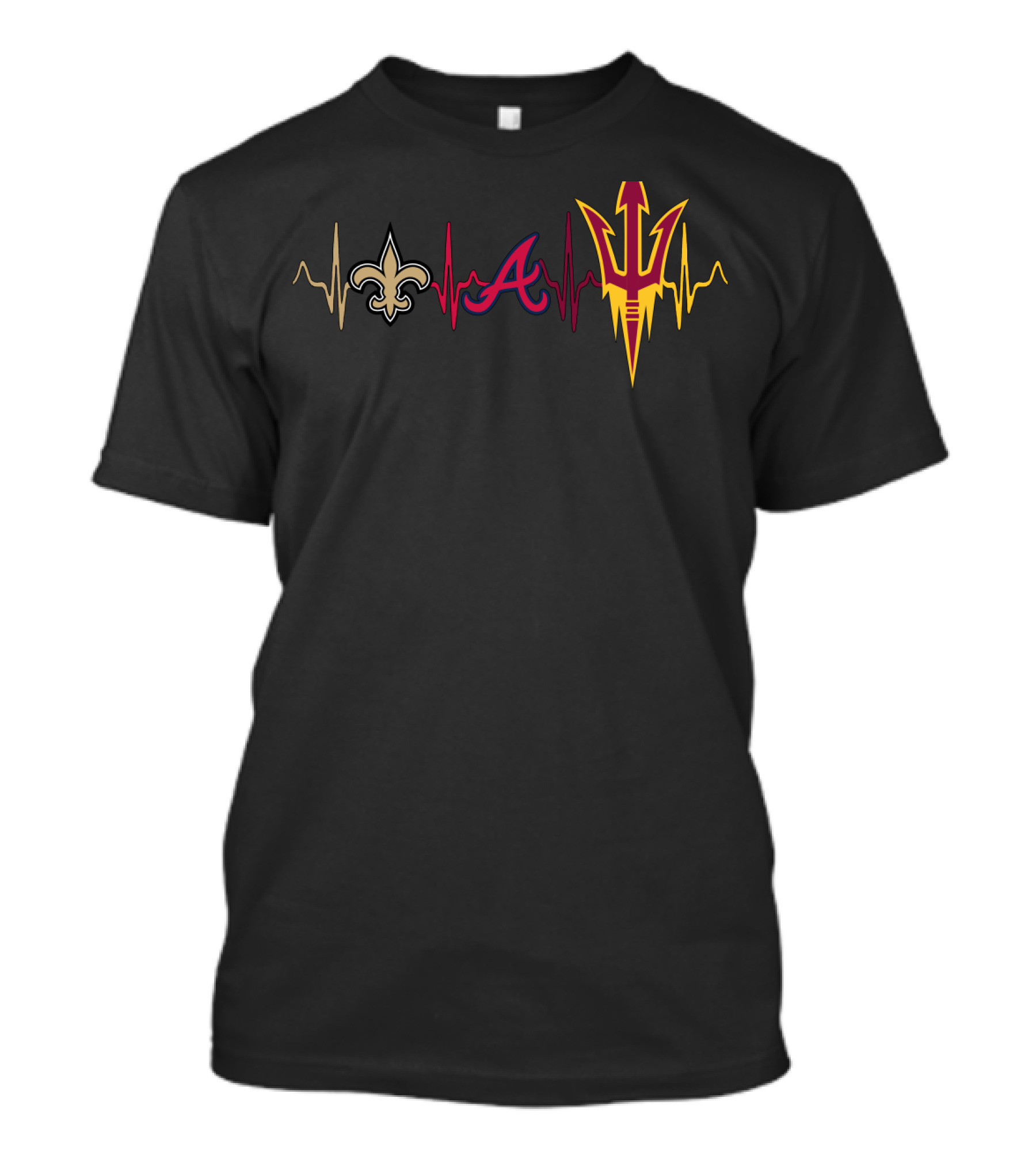 Saints Braves Sun Devils Heartbeat T-Shirt
