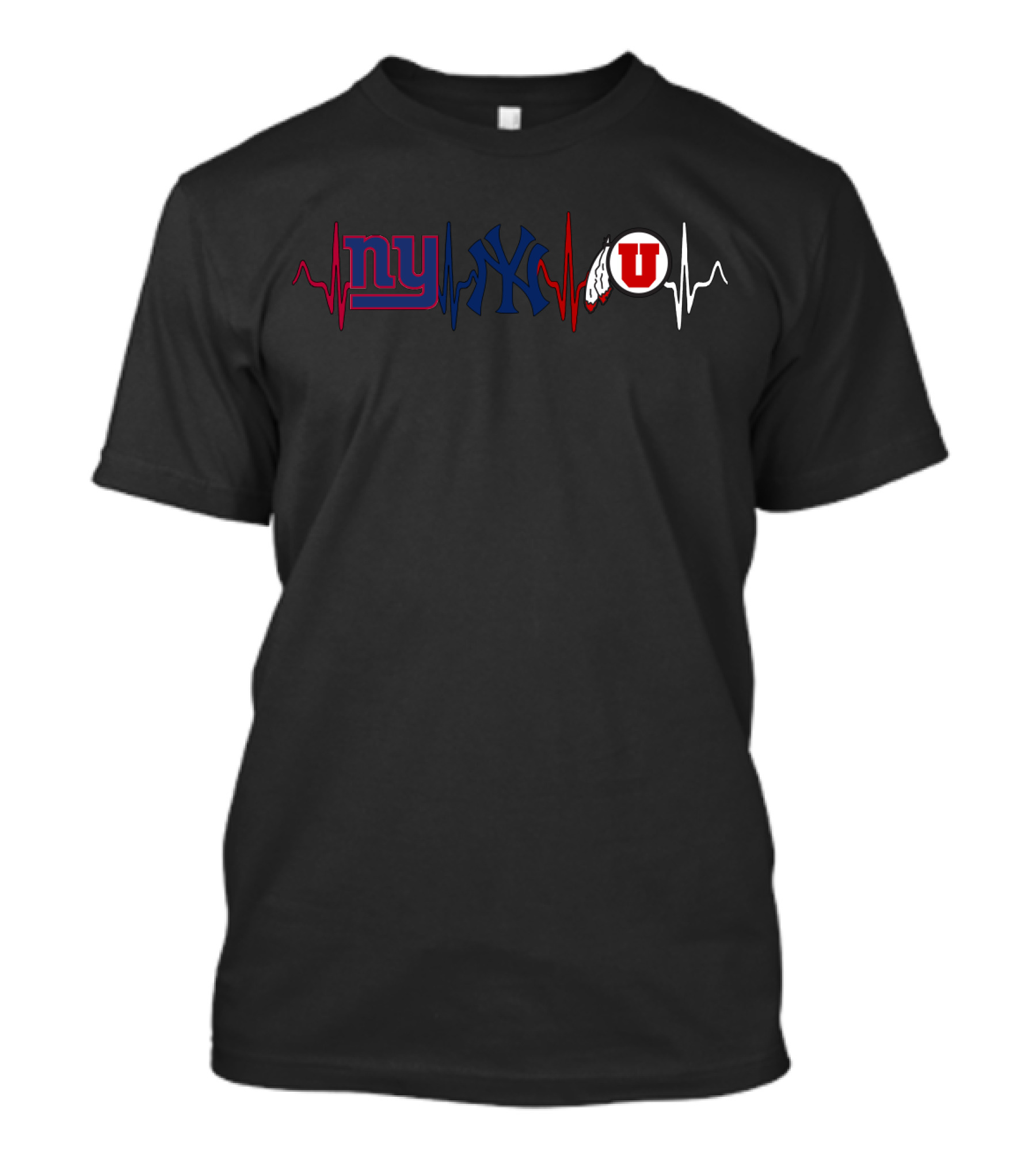 Ny Giants Yankees Utah U Heartbeat T-Shirt