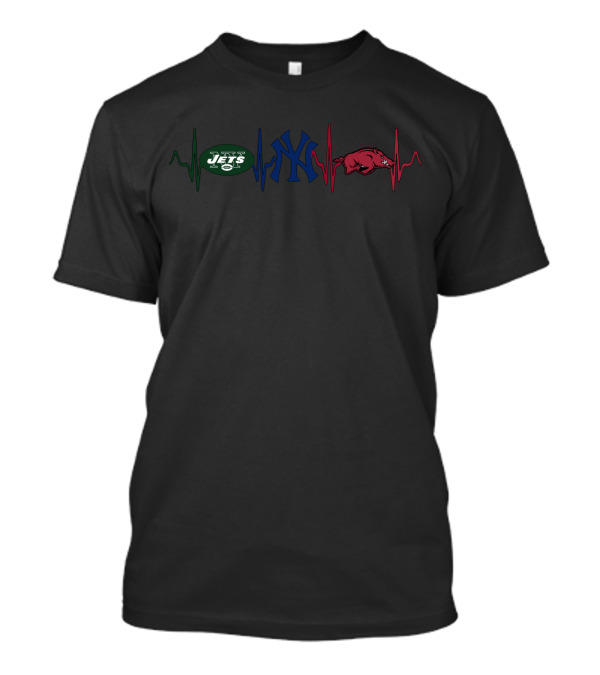 Jets Yankees Razorbacks Heartbeat T-Shirt