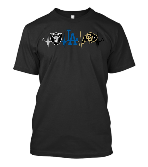 Raiders Dodgers Colorado Buffaloes Heartbeat T-Shirt