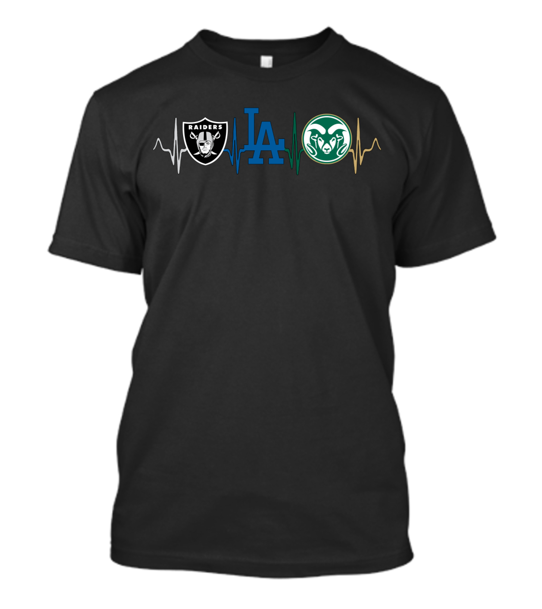 Raiders Dodgers Colorado State Rams Heartbeat T-Shirt