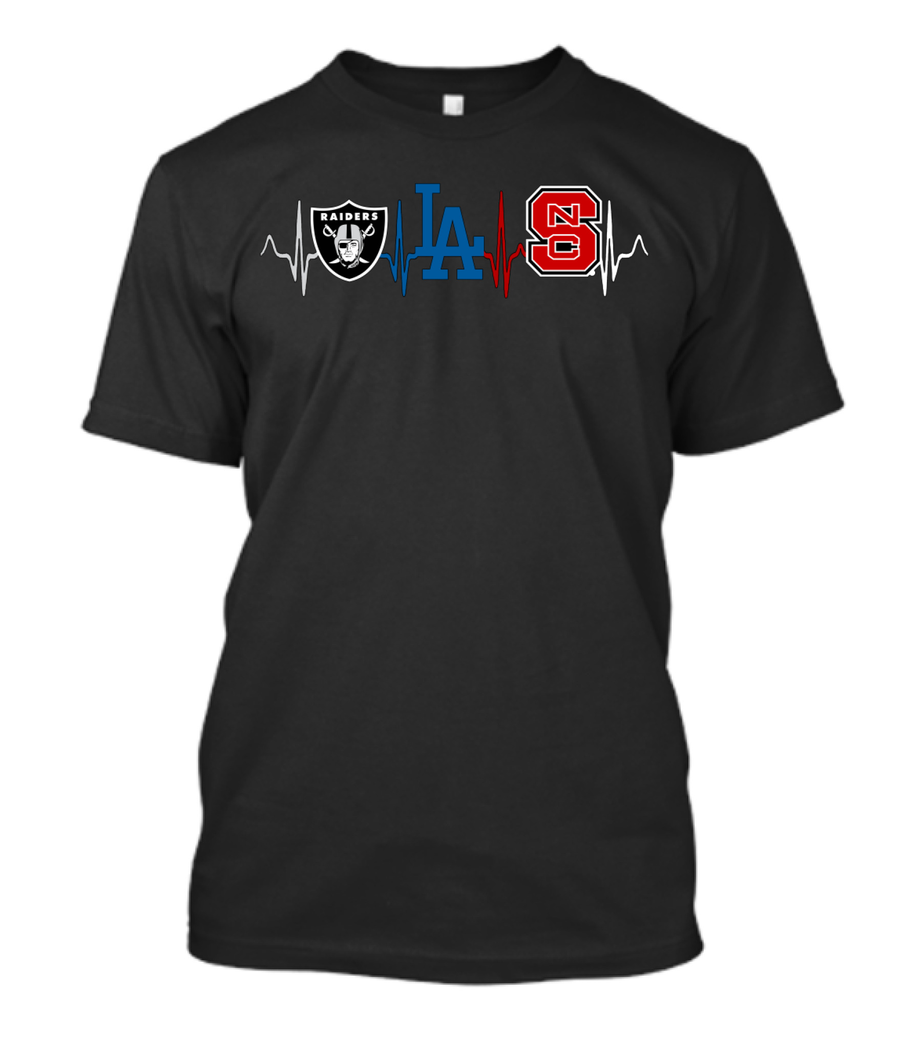 Raiders Dodgers Nc State Heartbeat T-Shirt