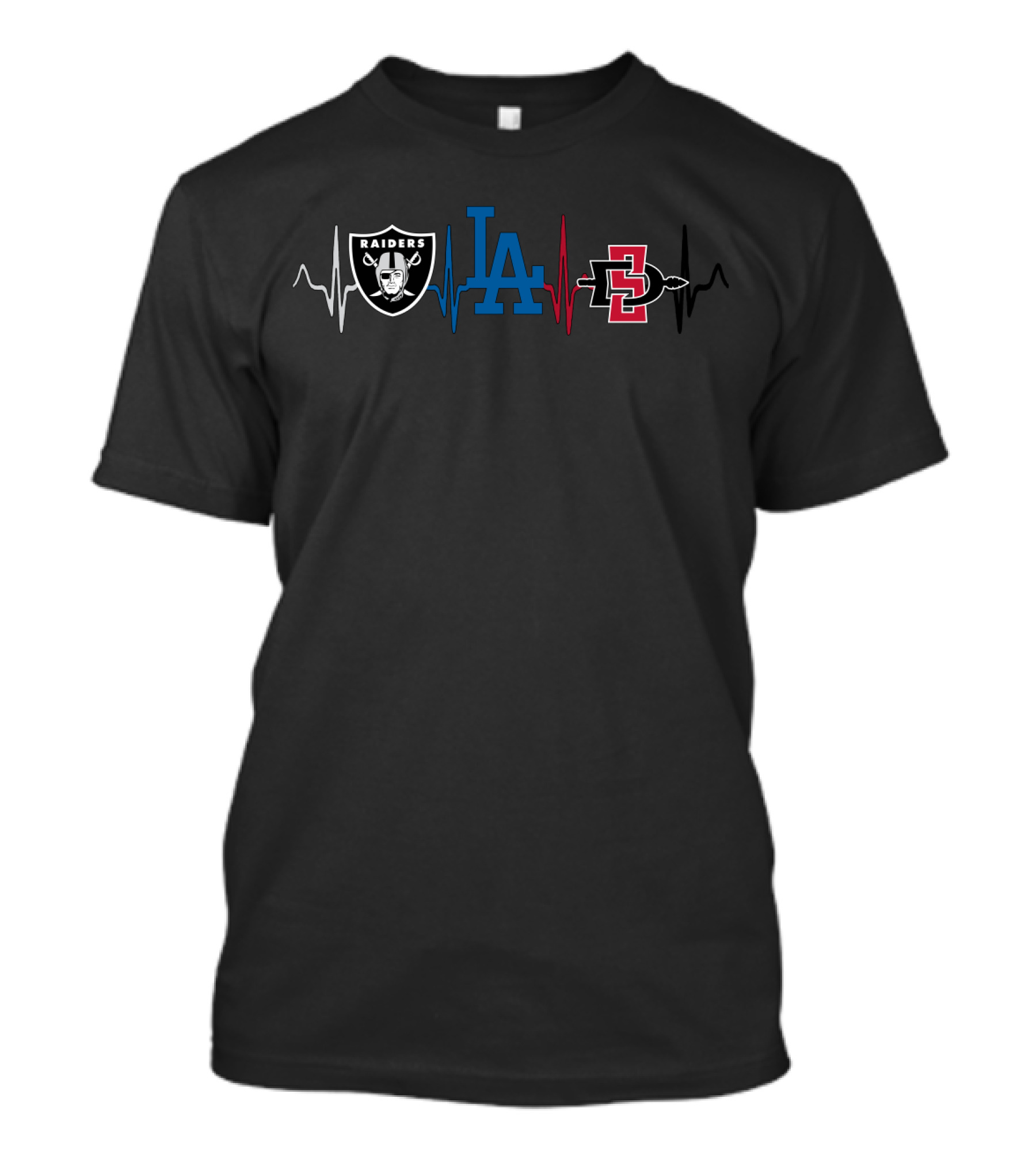 Raiders La Dodgers Sdsu Heartbeat T-Shirt