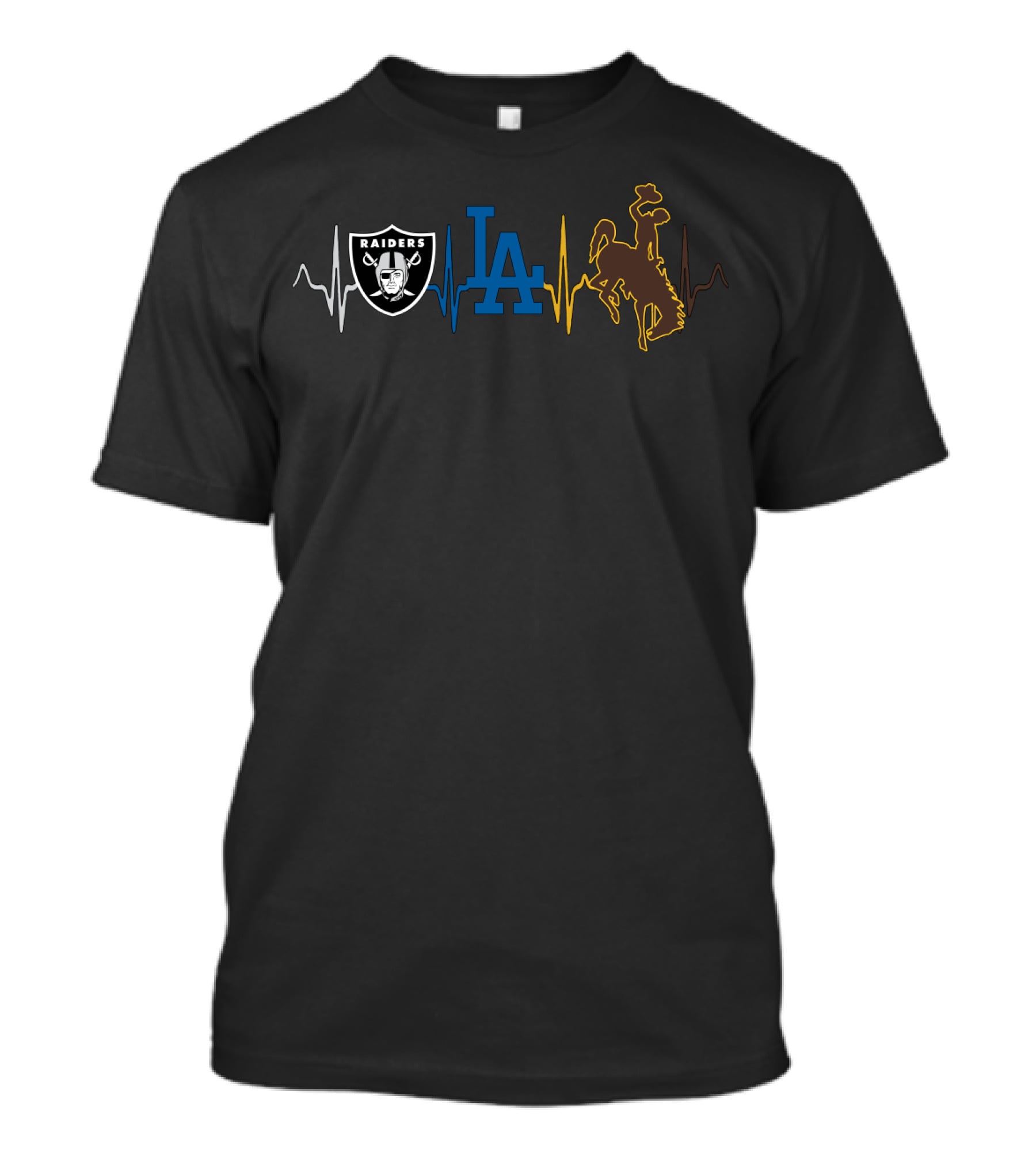 Raiders Dodgers La With Cowboys Wc Heartbeat T-Shirt