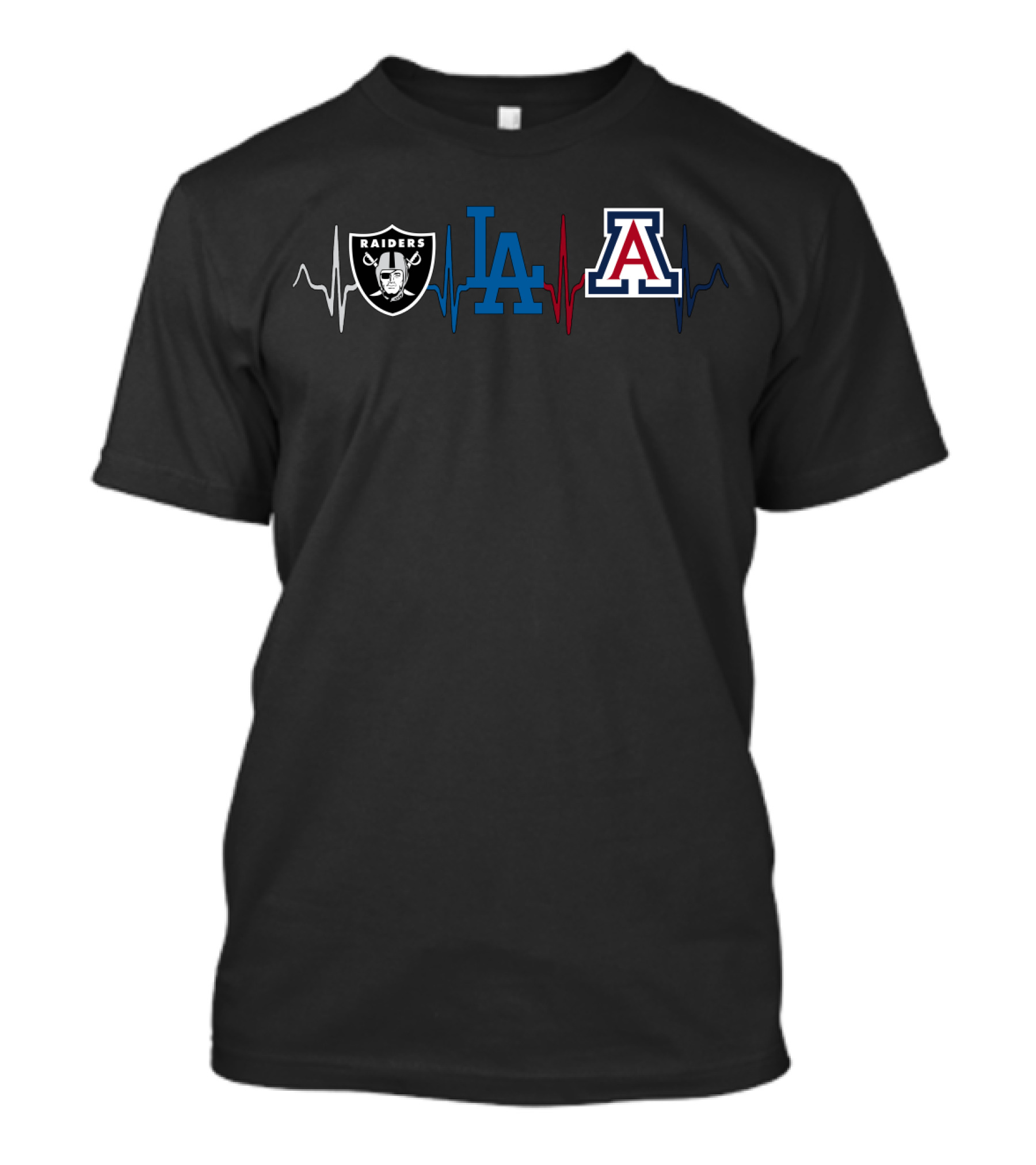 Raiders La Dodgers Arizona Wildcats Heartbeat T-Shirt