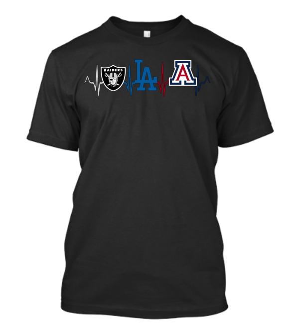 Raiders La Dodgers Arizona Wildcats Heartbeat T-Shirt