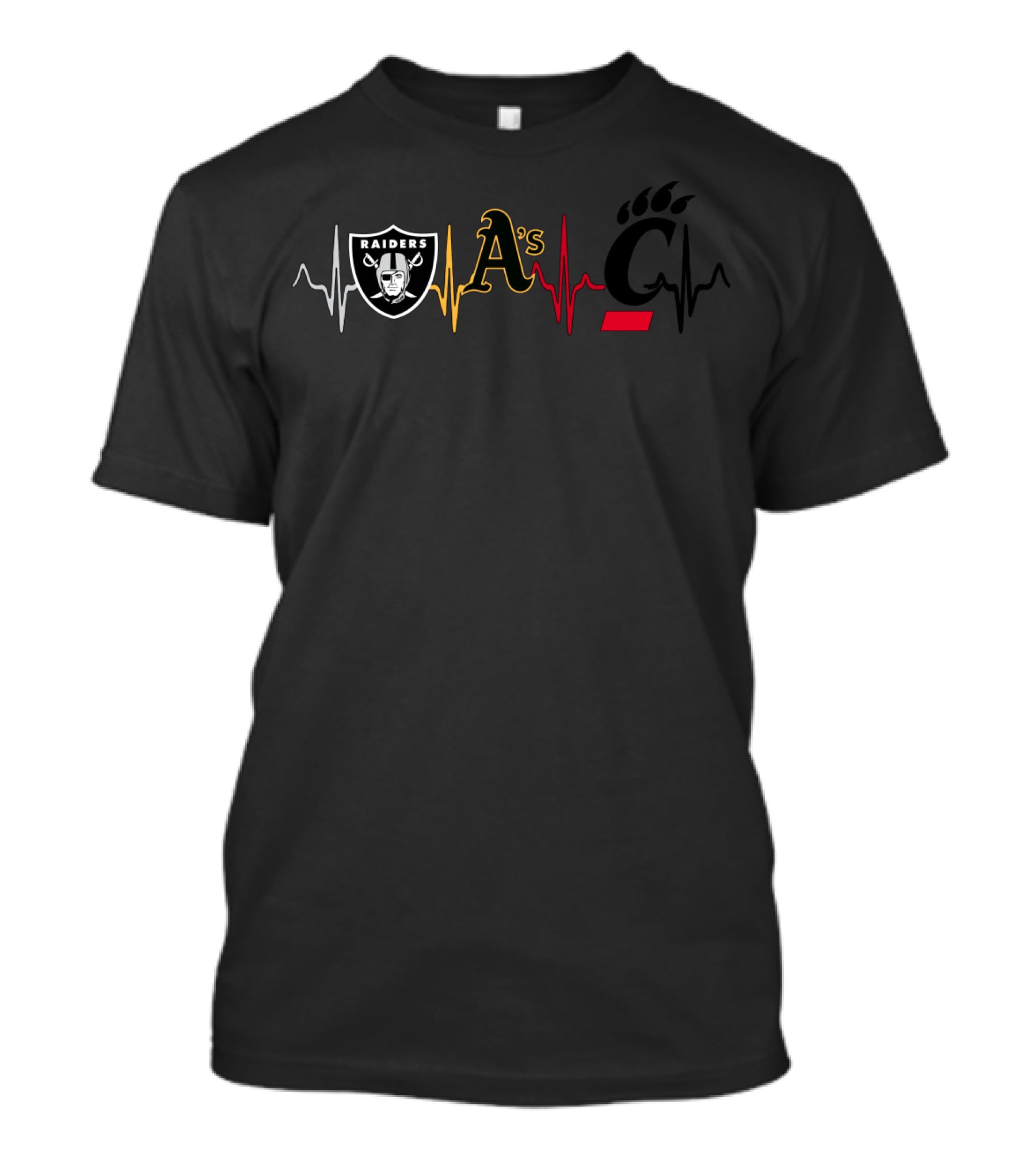 Raiders Athletics Cincinnati Bearcats Heartbeat T-Shirt