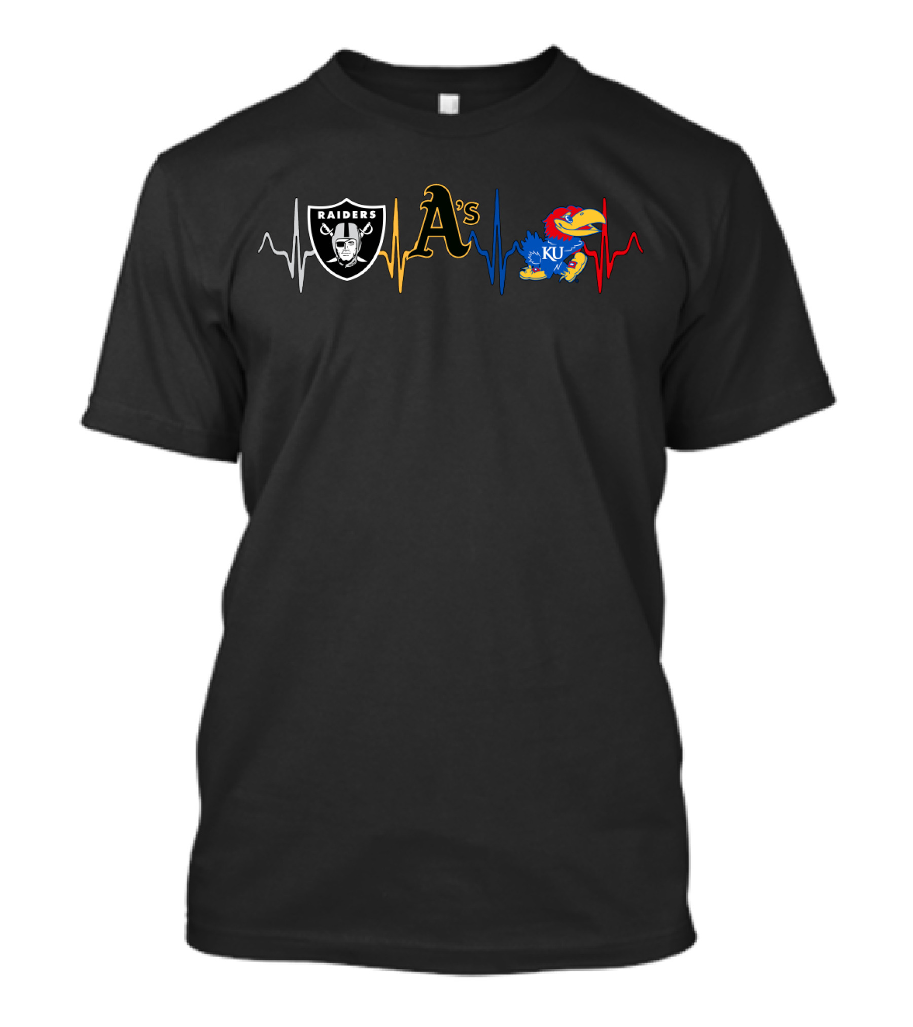 Raiders A's Ku Jayhawks Heartbeat Kj T-Shirt