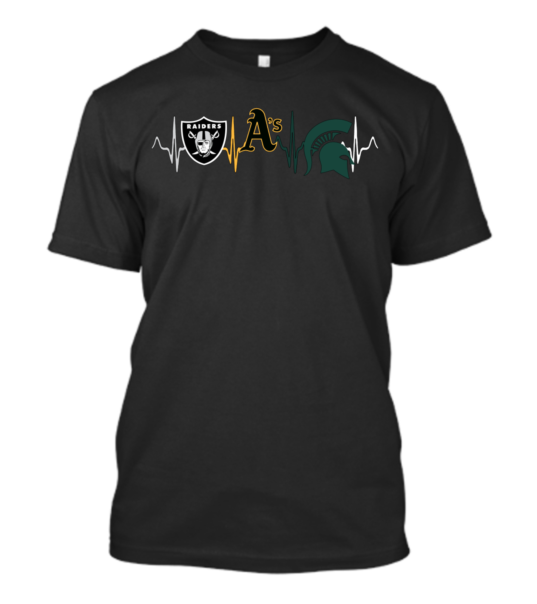 Raiders A's Spartans Heartbeat Love Mss T-Shirt