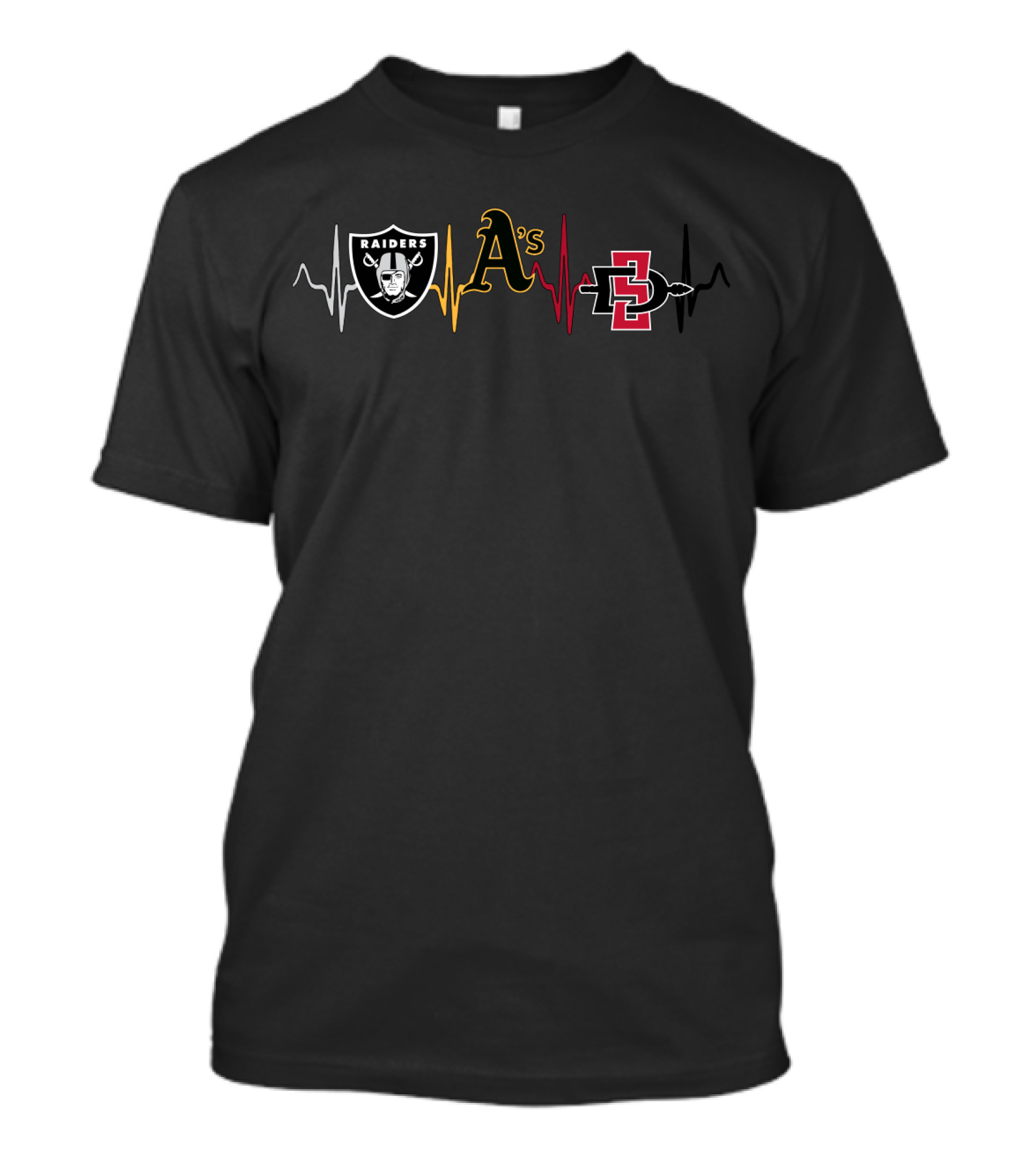 Raiders A's Sdsu Athletics Heartbeat T-Shirt