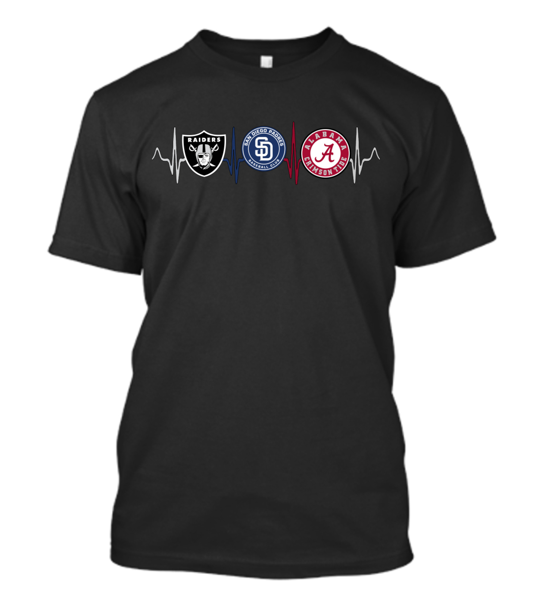 Raiders San Diego Padres Alabama Crimson Tide Heartbeat T-Shirt