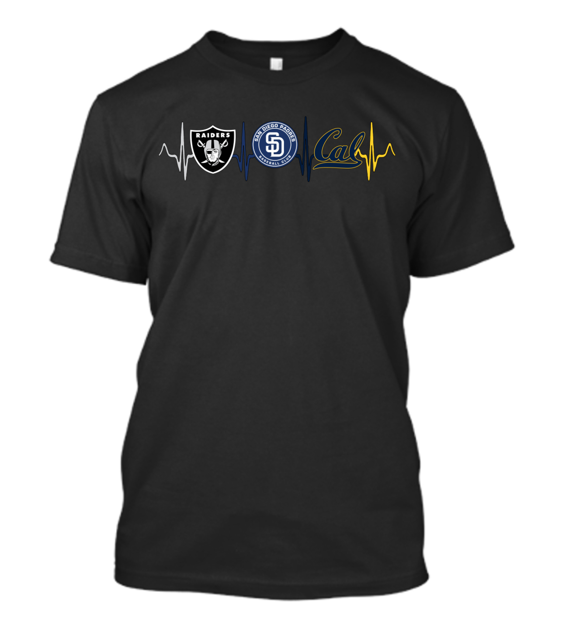 Raiders San Diego Padres Cal Bear Heartbeat T-Shirt