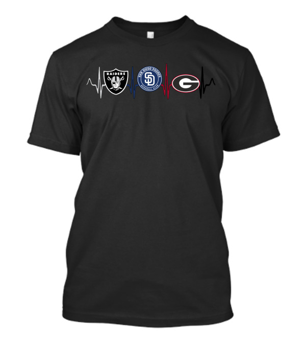 Raiders San Diego Padres Georgia Bulldogs Heartbeat T-Shirt