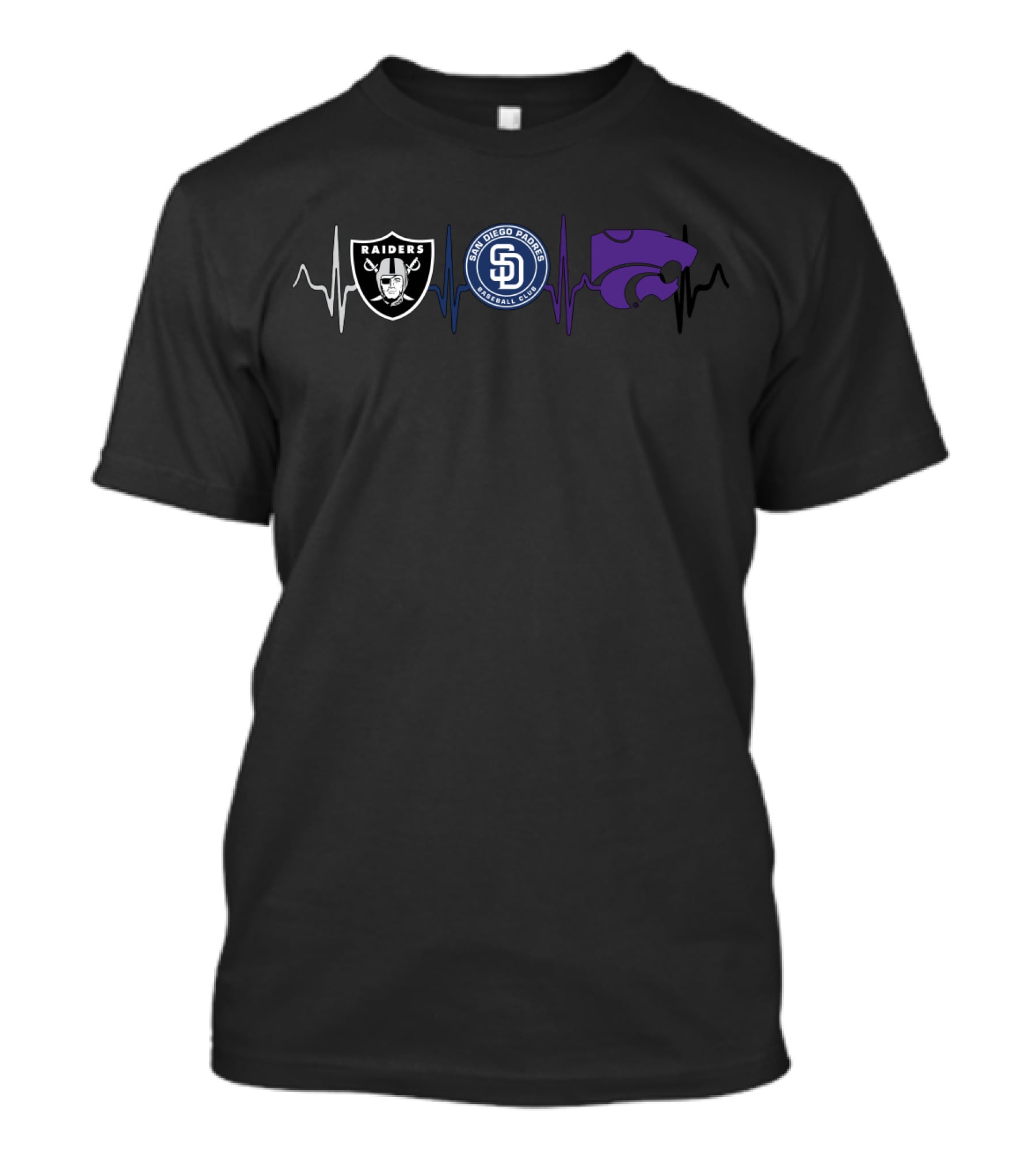 Raiders San Diego Padres Kansas State Wildcats Heartbeat T-Shirt