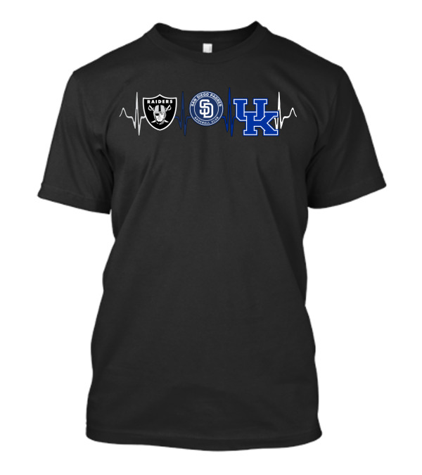 Raiders Padres Kentucky Wildcats Heartbeat T-Shirt