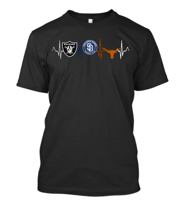 Raiders Padres Longhorns Heartbeat T-Shirt