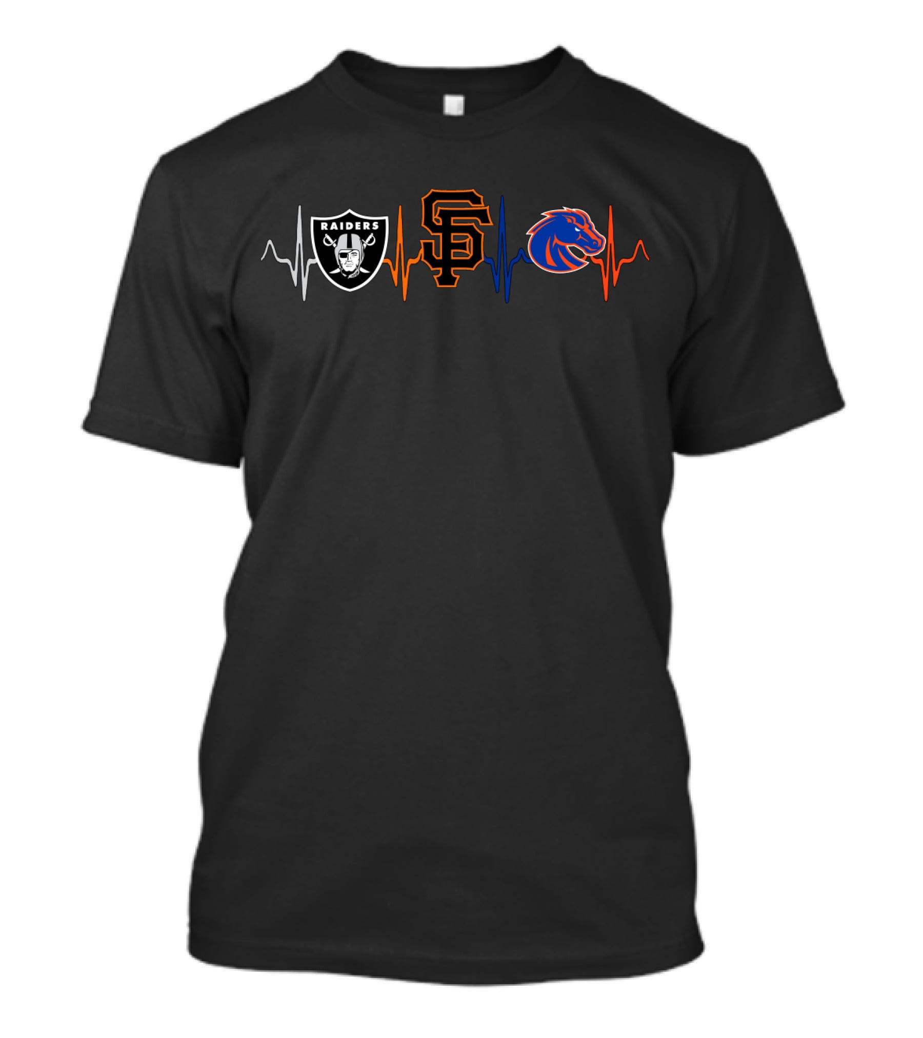 Raiders Giants Boise State Broncos Heartbeat T-Shirt