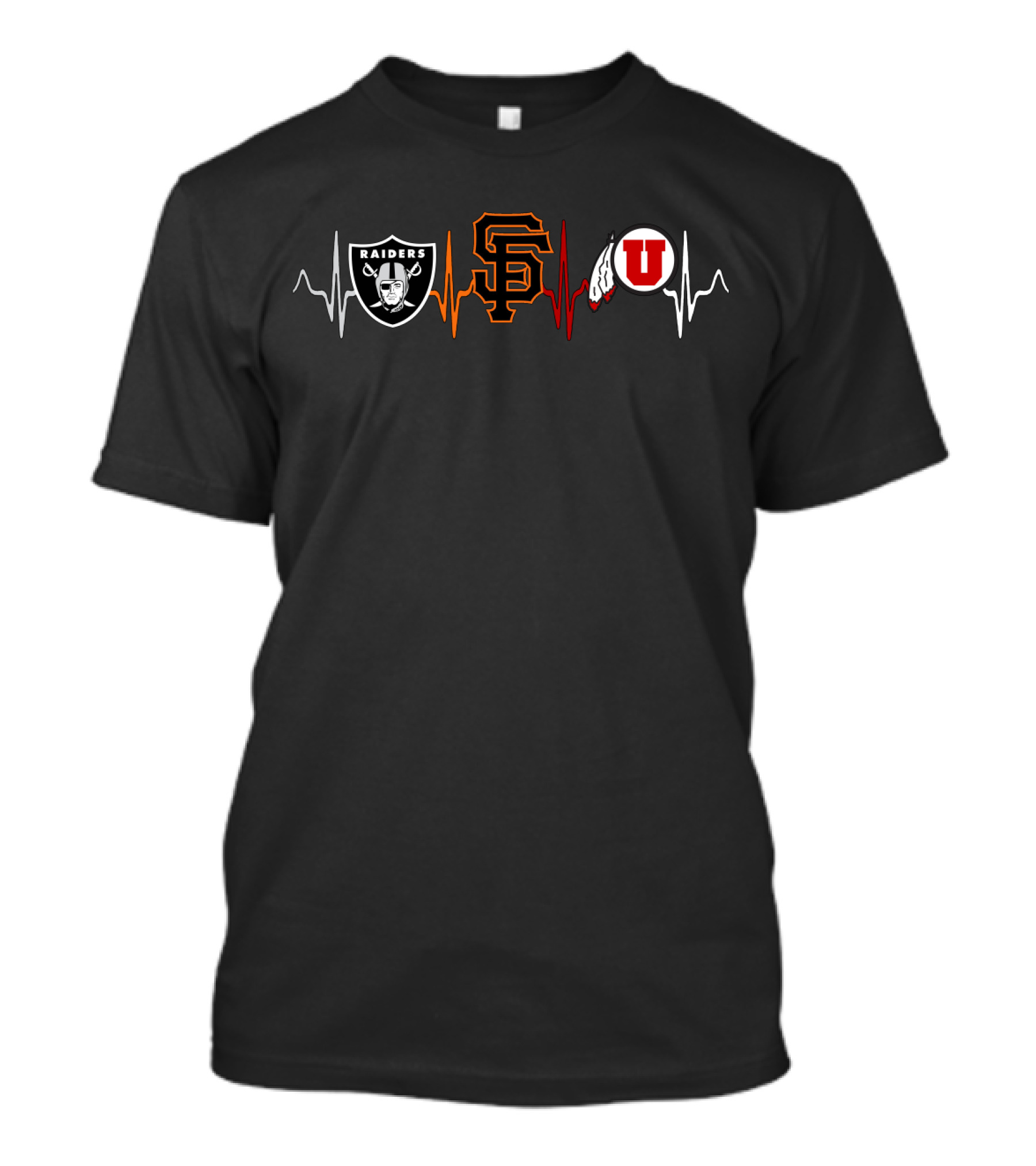 Raiders Giants Utes Heartbeat T-Shirt