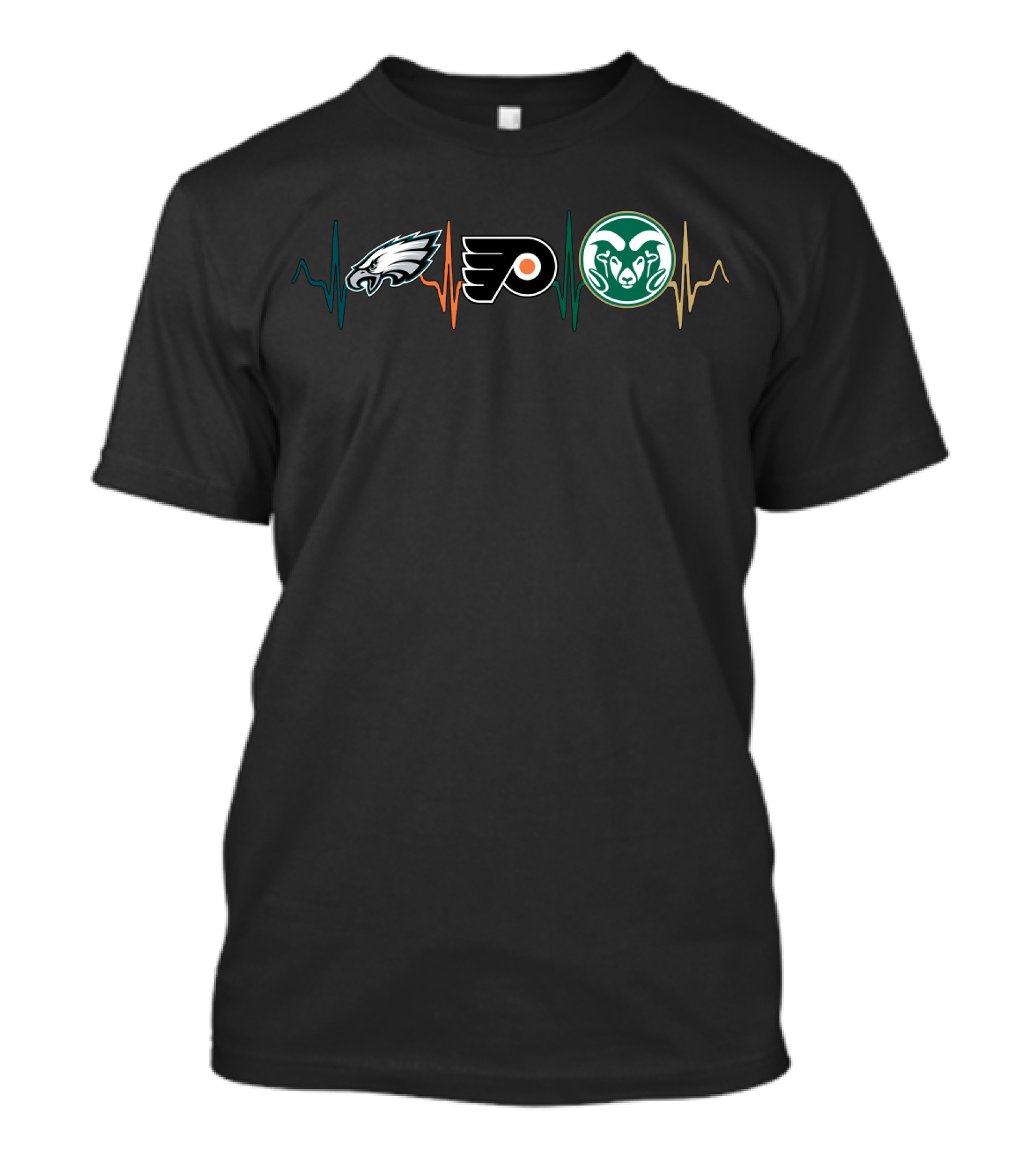 Philadelphia Eagles Flyers Colorado State Rams Heartbeat T-Shirt