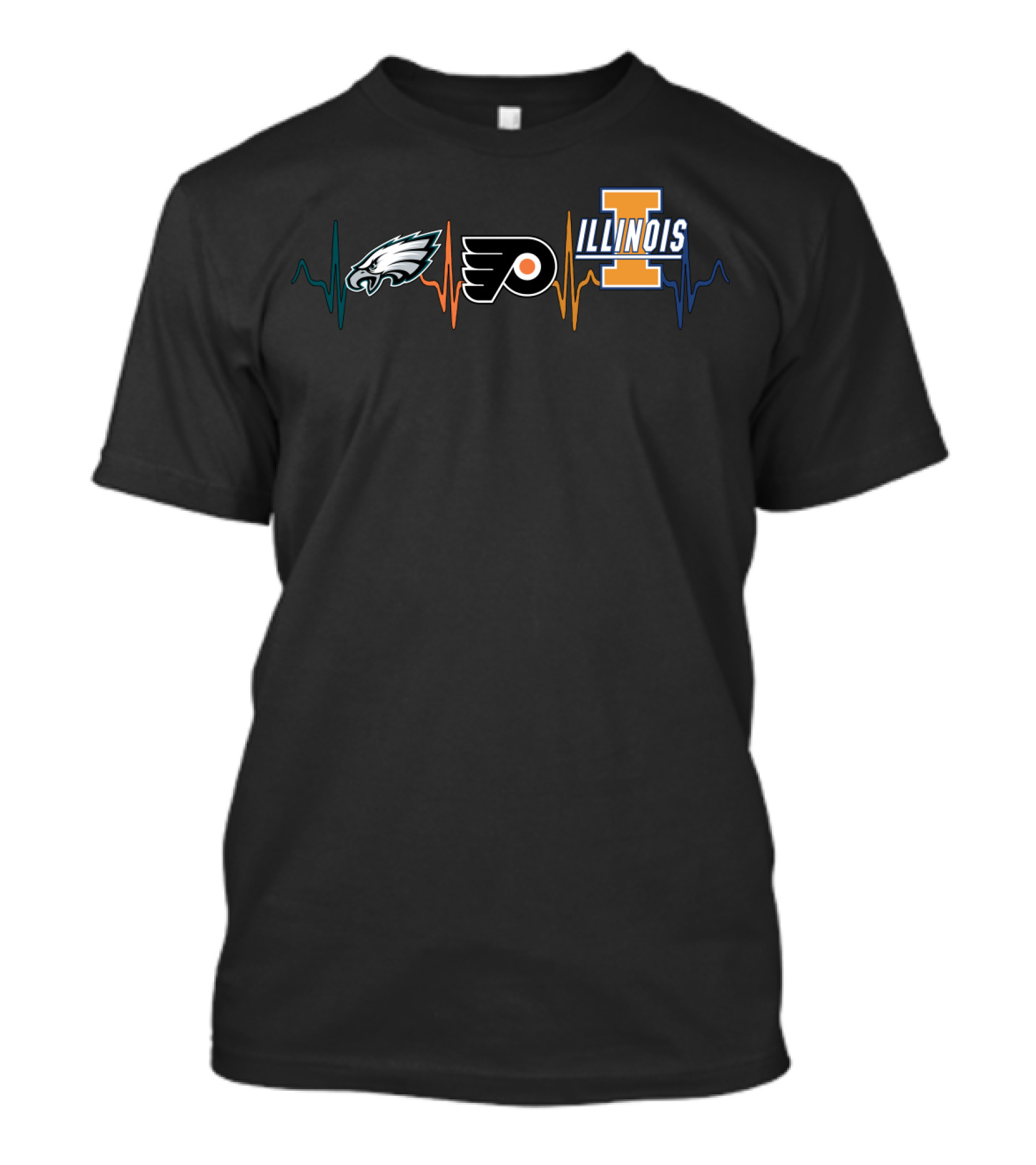 Eagles Flyers Illinois Heartbeat T-Shirt