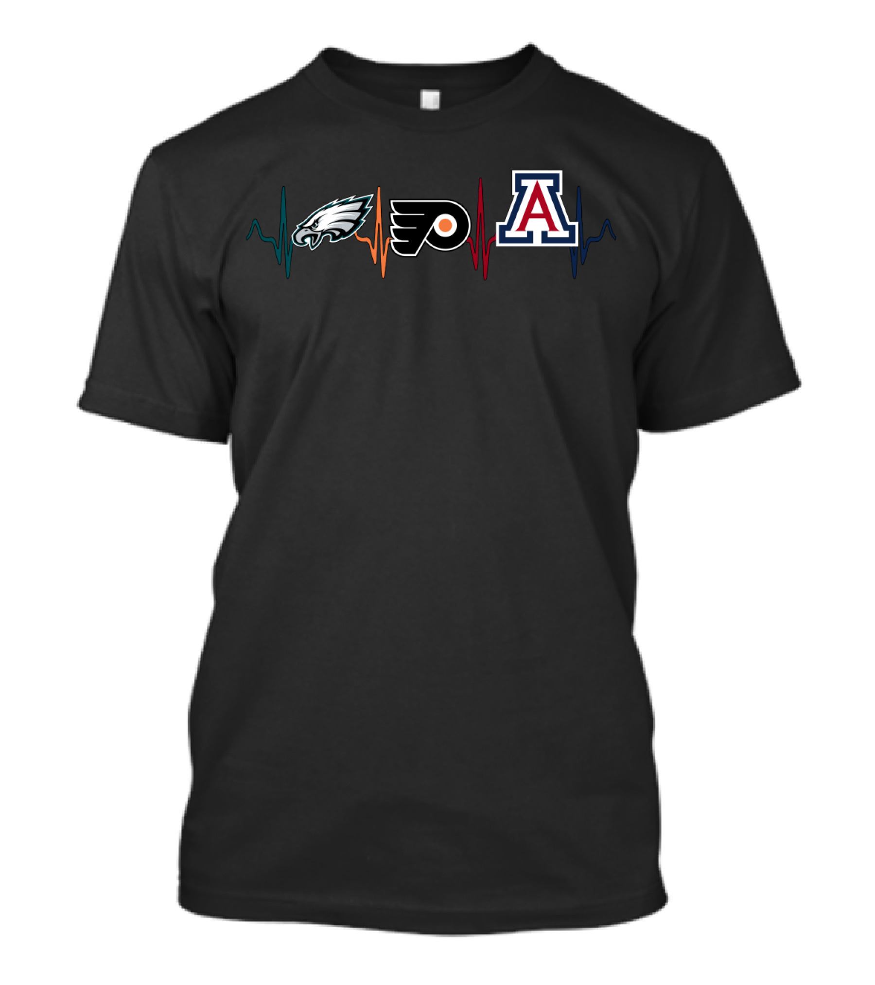 Philadelphia Eagles Flyers Arizona Wildcats Heartbeat T-Shirt