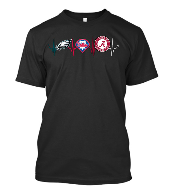 Eagles Phillies Alabama Crimson Tide Heartbeat T-Shirt