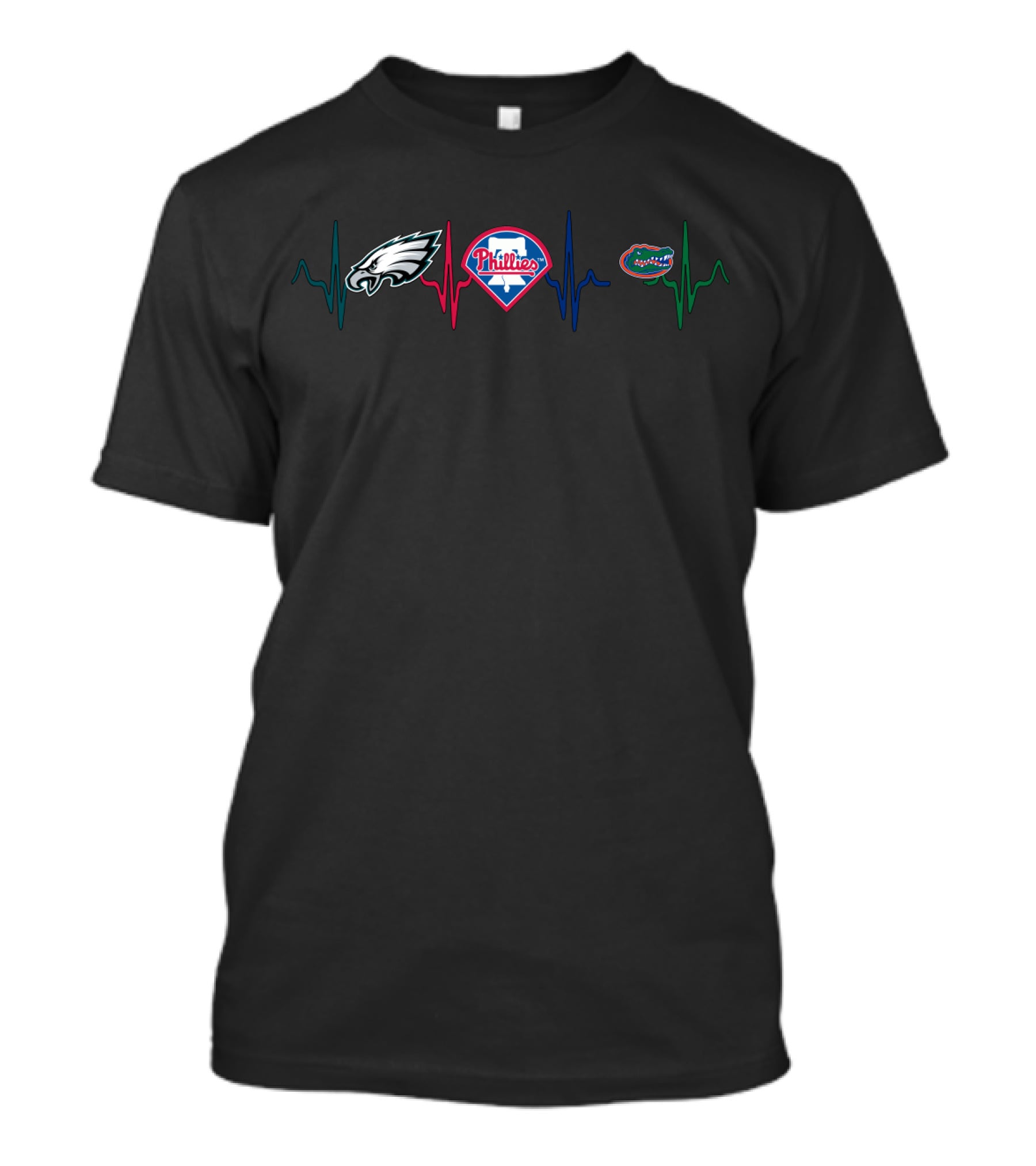 Eagles Phillies Gators Heartbeat Logo Tradition T-Shirt