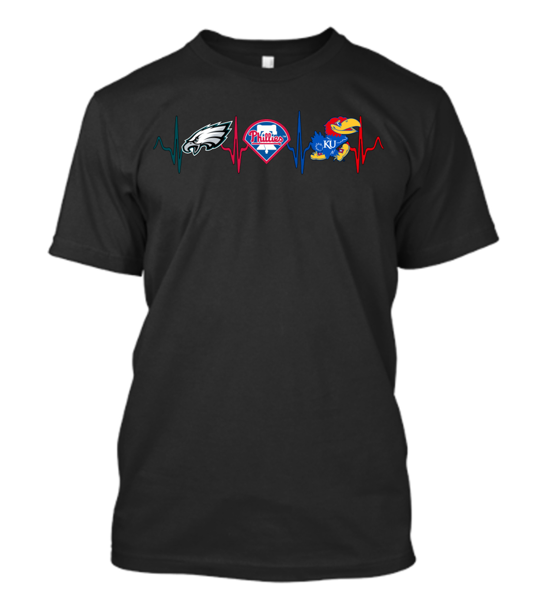 Eagles Phillies Ku Heartbeat T-Shirt