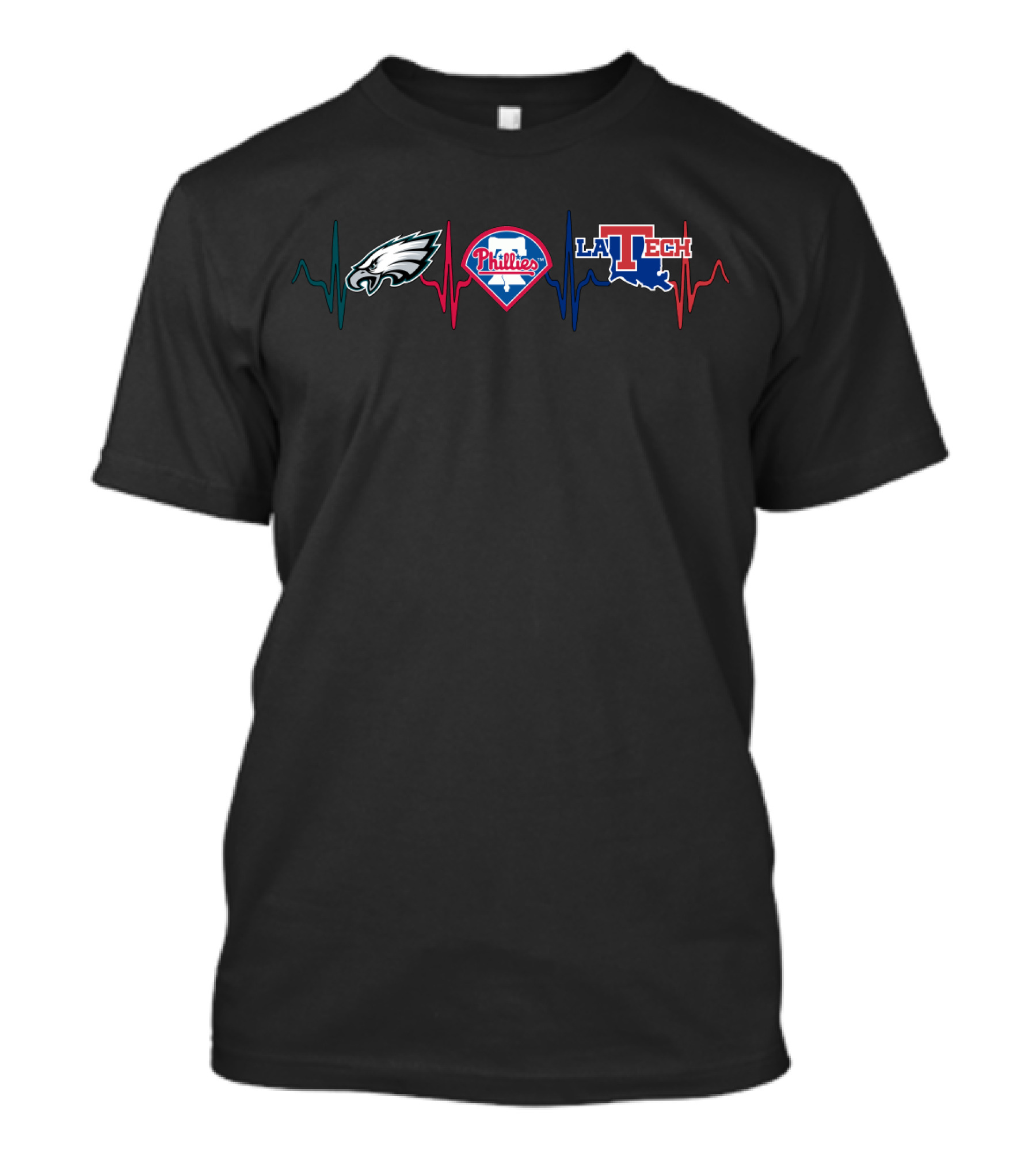 Eagles Phillies La Tech Heartbeat T-Shirt