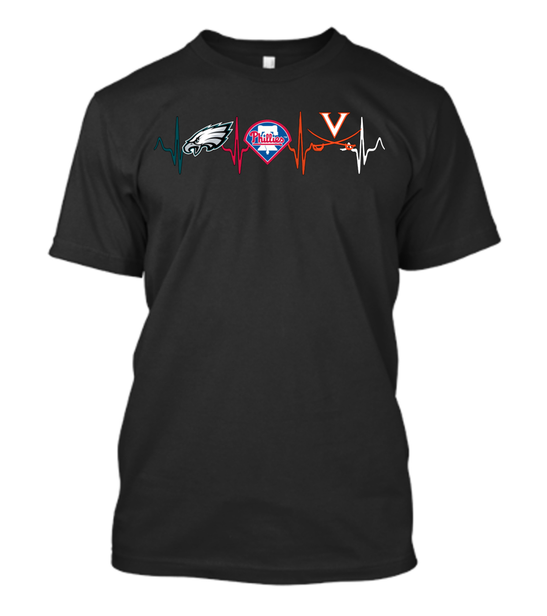 Eagles Phillies Virginia Cavaliers Heartbeat T-Shirt