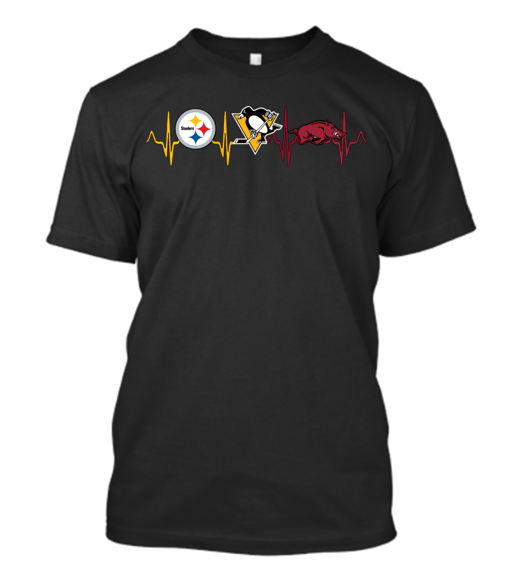Steelers Penguins Razorbacks Heartbeat T-Shirt