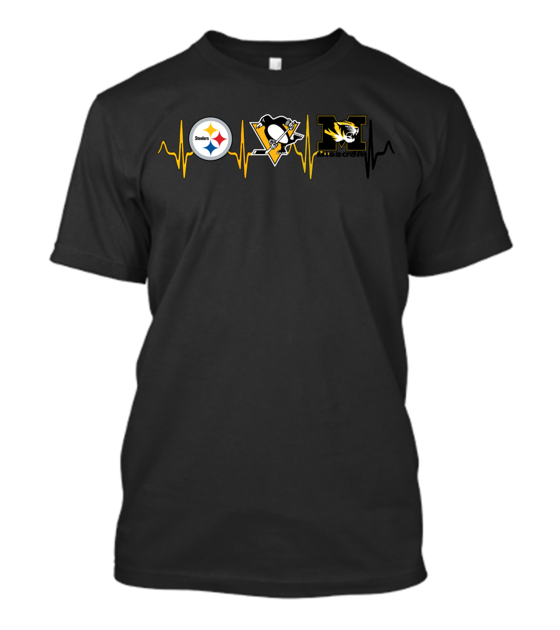Steelers Penguins Missouri Tigers Heartbeat T-Shirt