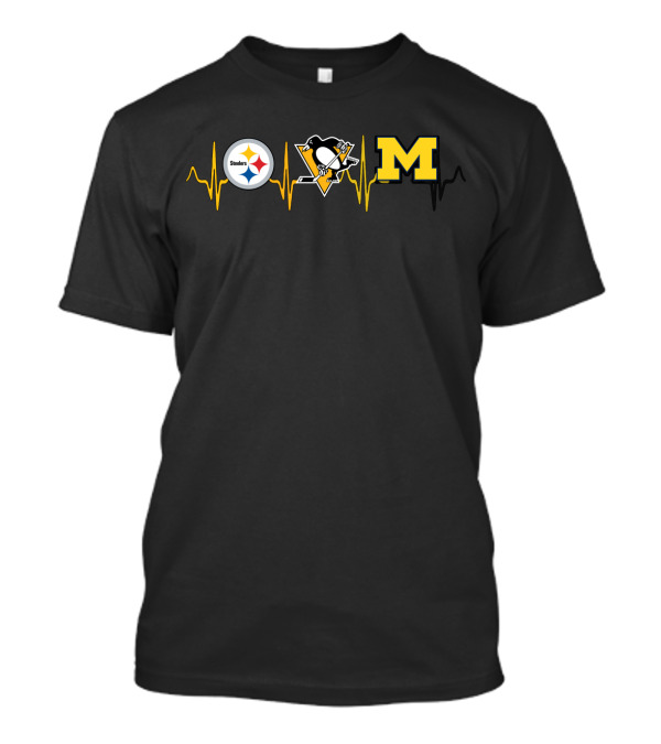 Steelers Penguins Michigan Heartbeat Fan Pride T-Shirt