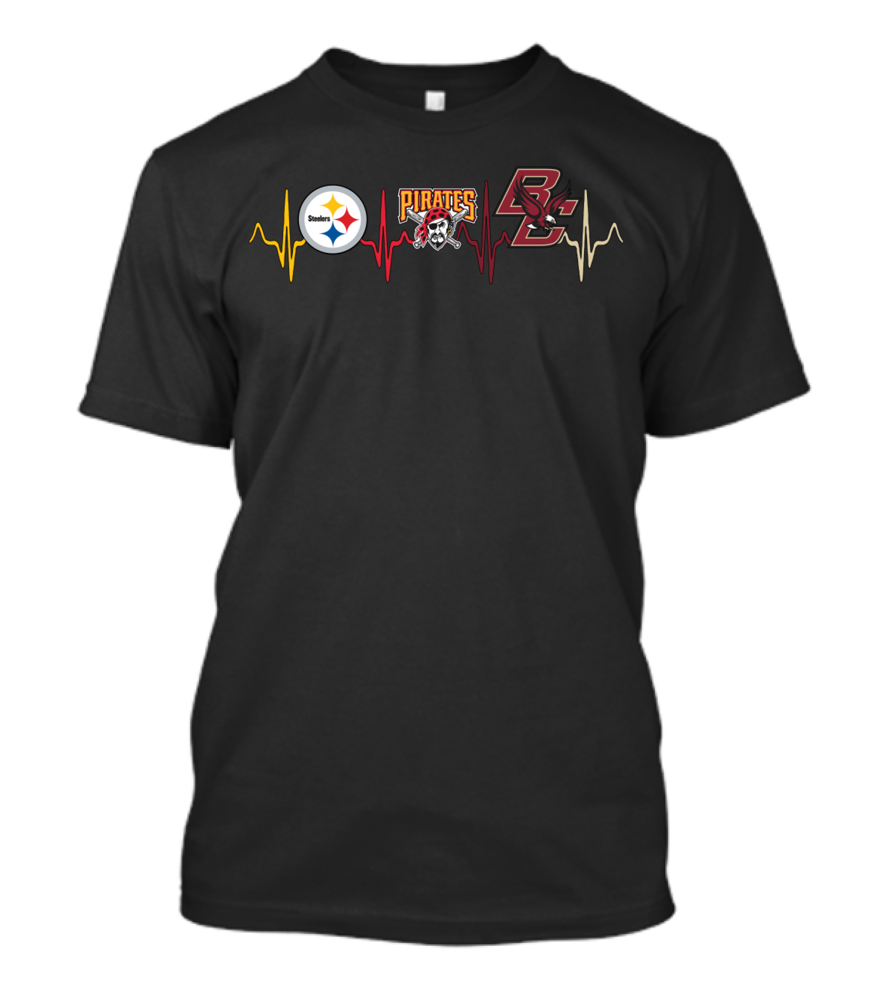 Steelers Pirates Bc Eagles Heartbeat Theme T-Shirt