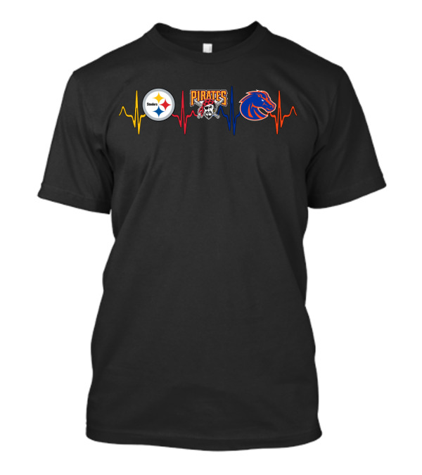 Steelers Pirates Boise State Broncos Heartbeat T-Shirt