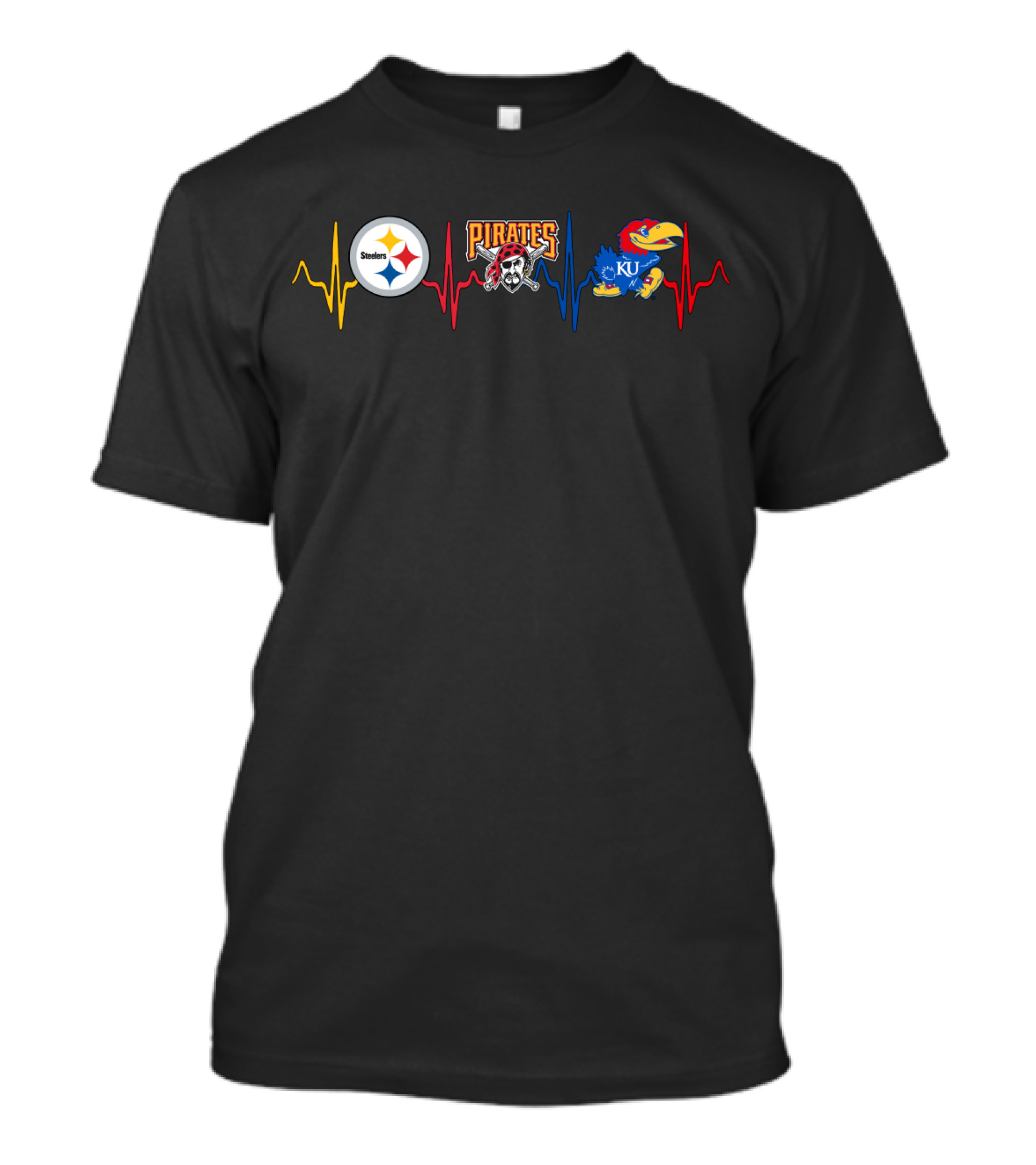 Steelers Pirates Ku Heartbeat Fan Tribute T-Shirt