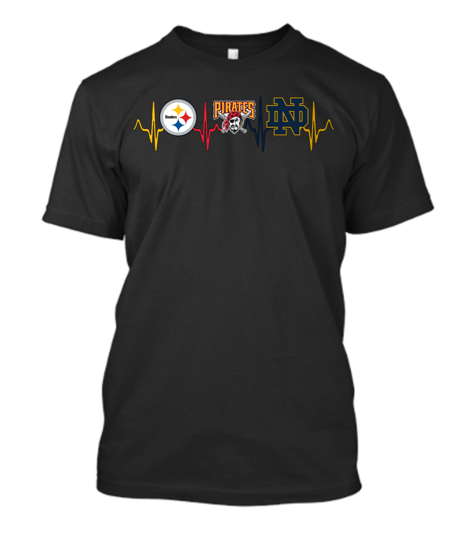 Steelers Pirates Notre Dame Fighting Irish Heartbeat T-Shirt