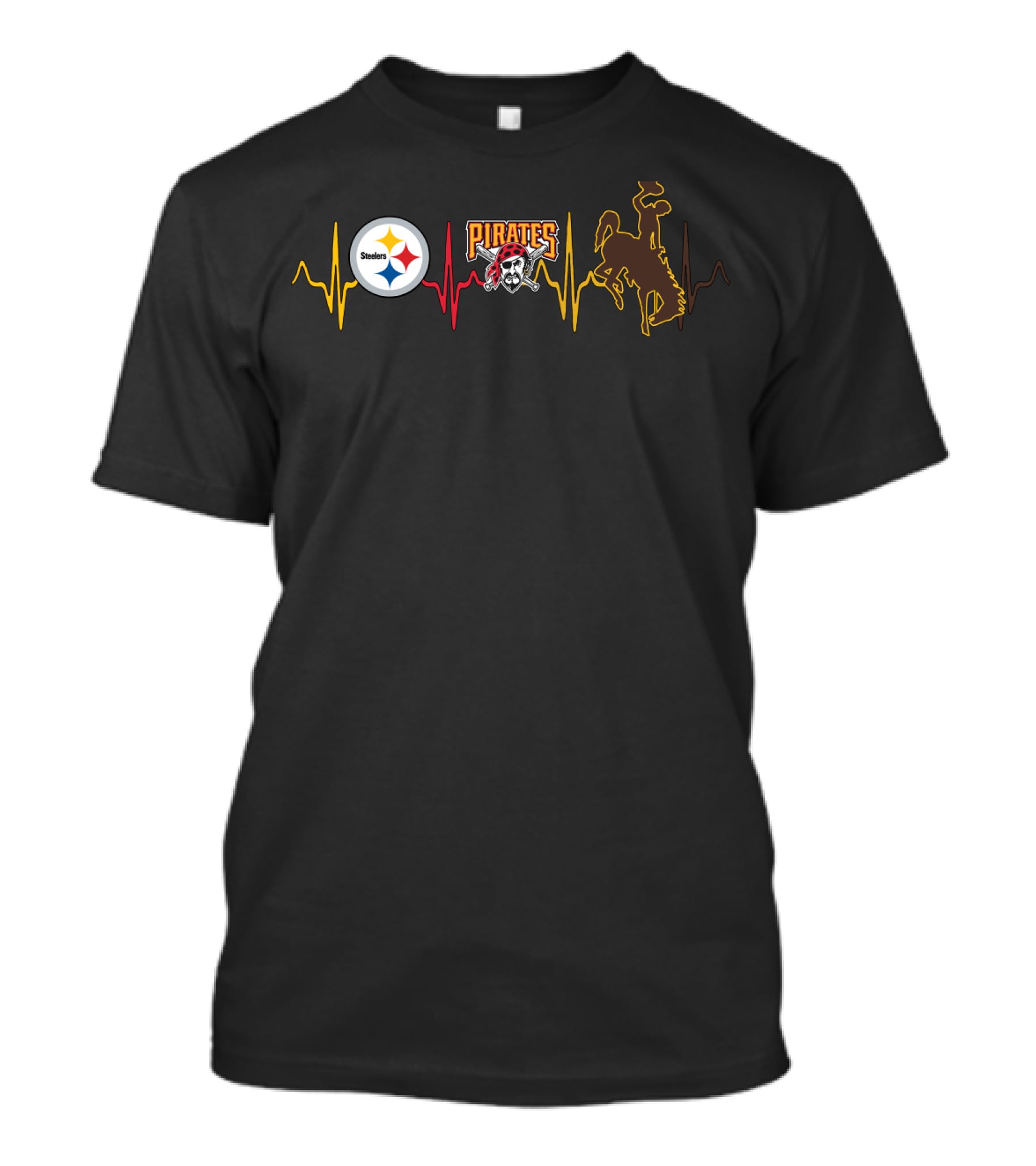 Steelers Pirates Cowboys Heartbeat T-Shirt