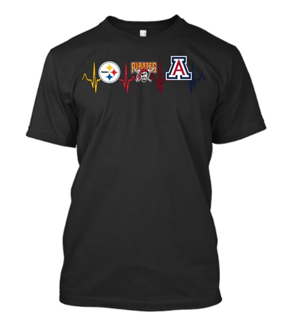 Steelers Pirates Arizona Wildcats Heartbeat T-Shirt