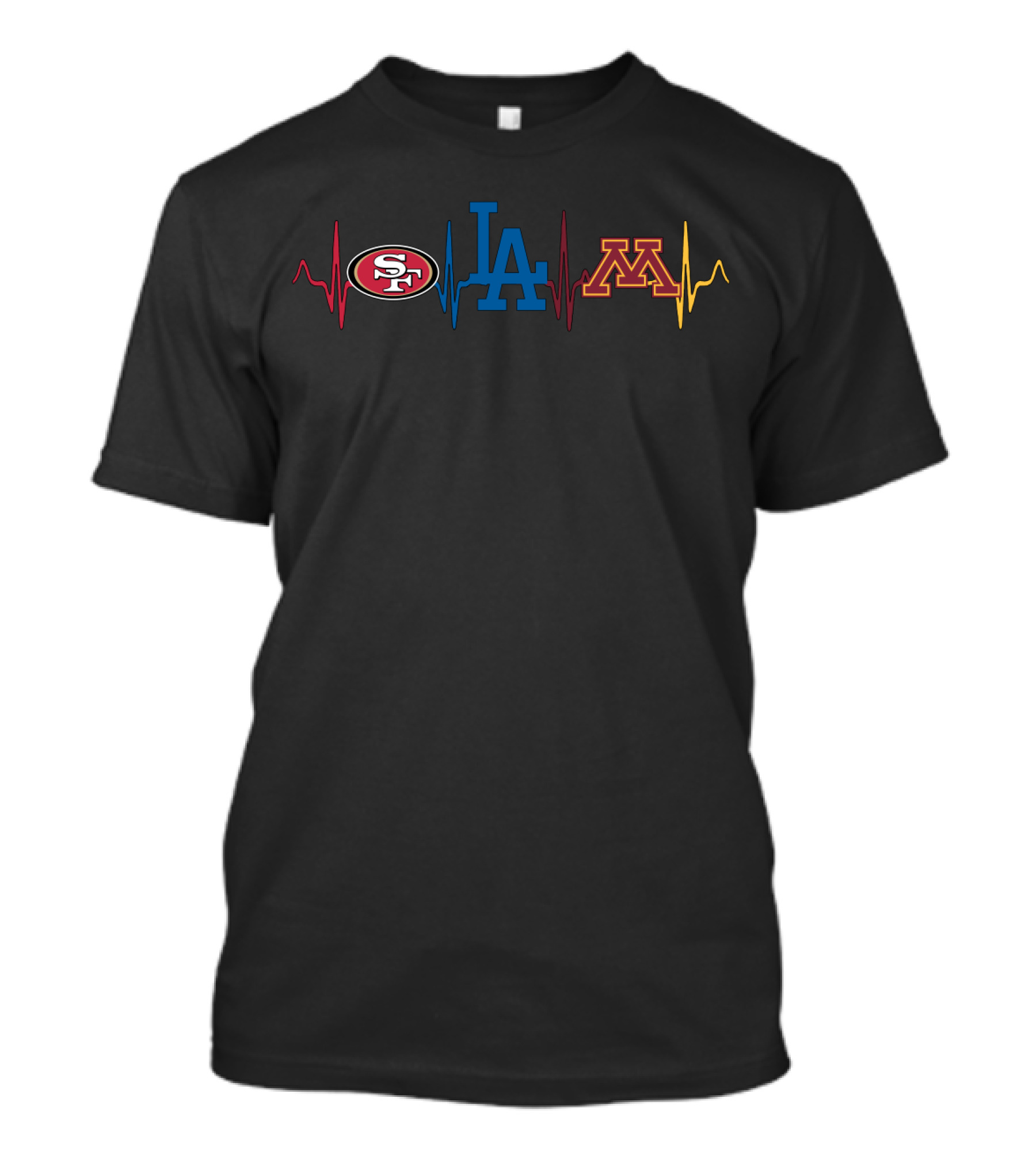49ers Dodgers Minnesota Heartbeat Mgg T-Shirt