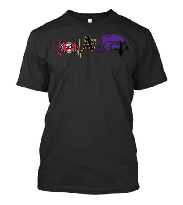 San Francisco 49ers Oakland Athletics Kansas State Wildcats Heartbeat T-Shirt