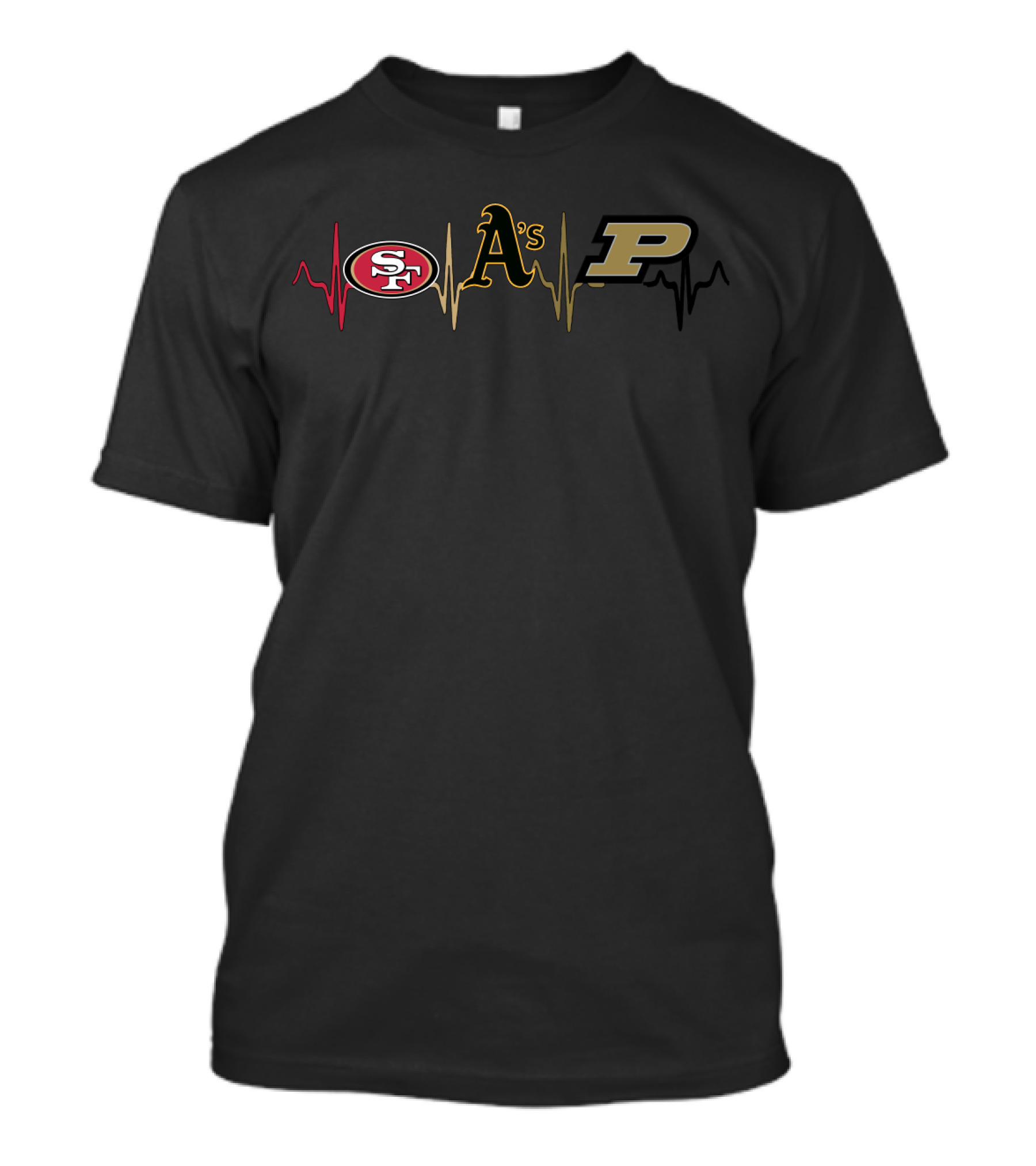 Love 49ers Athletics With Athletics A's And Purdue Boilermakers Pb T-Shirt